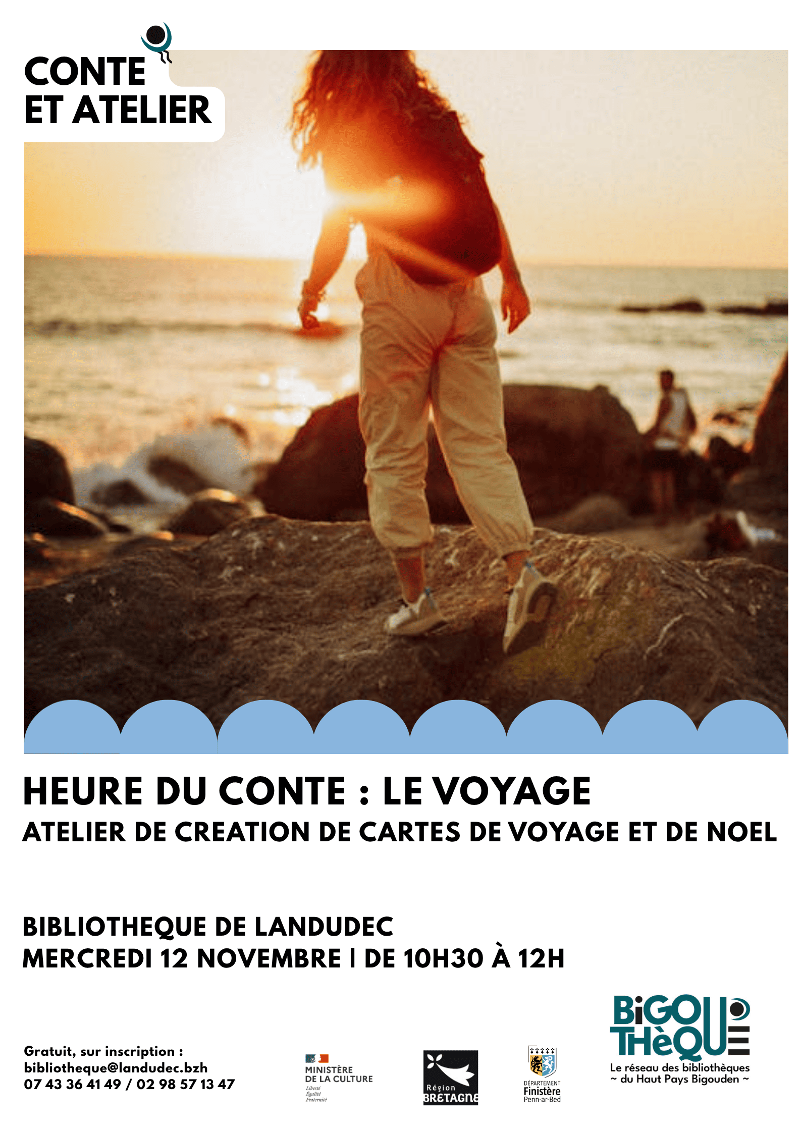 Heure du conte sur le voyage et atelier cartes de voyage et de Noël