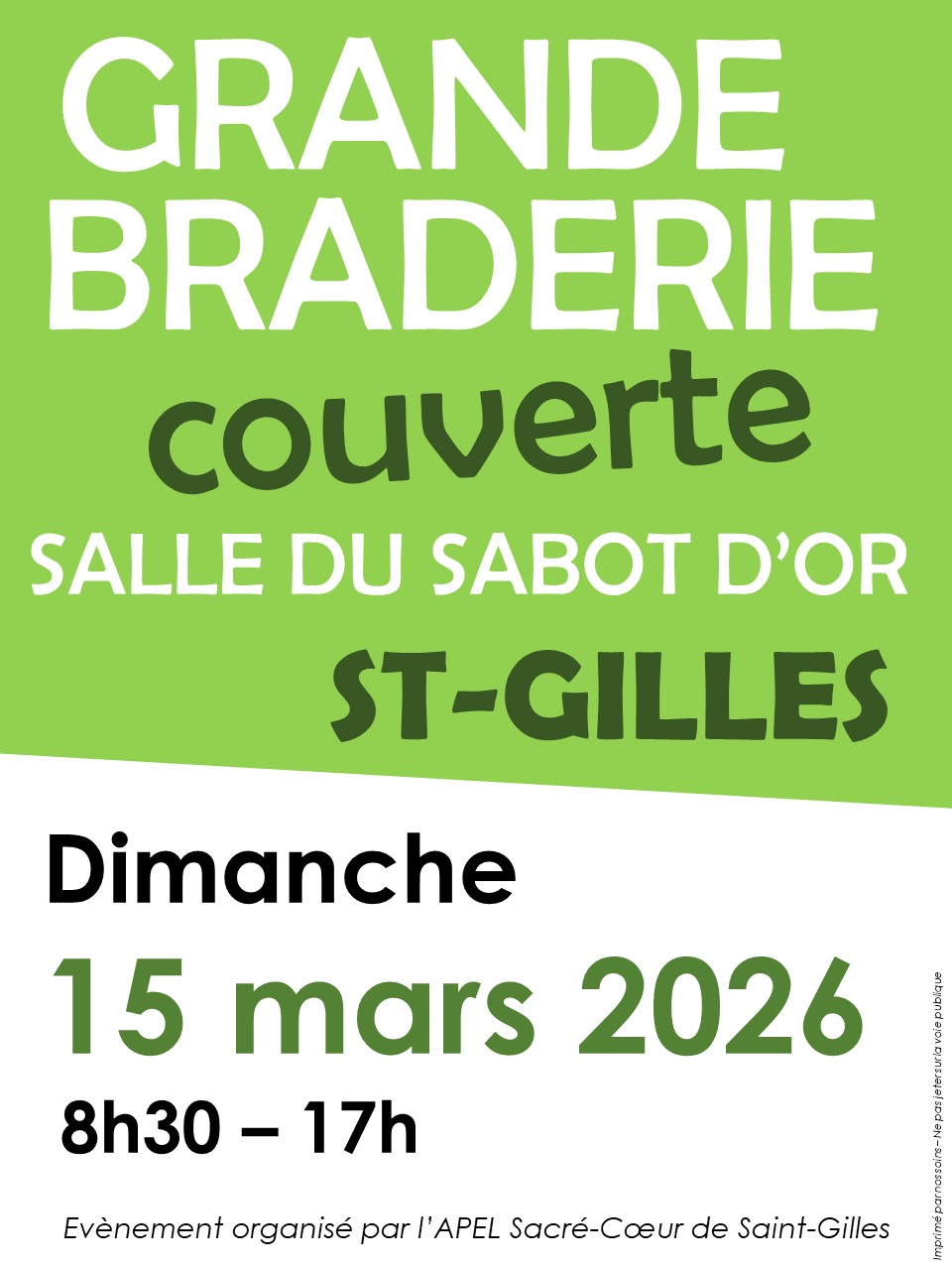 Grande Braderie couverte organisée par l’APEL de l’école Sacré-Cœur.