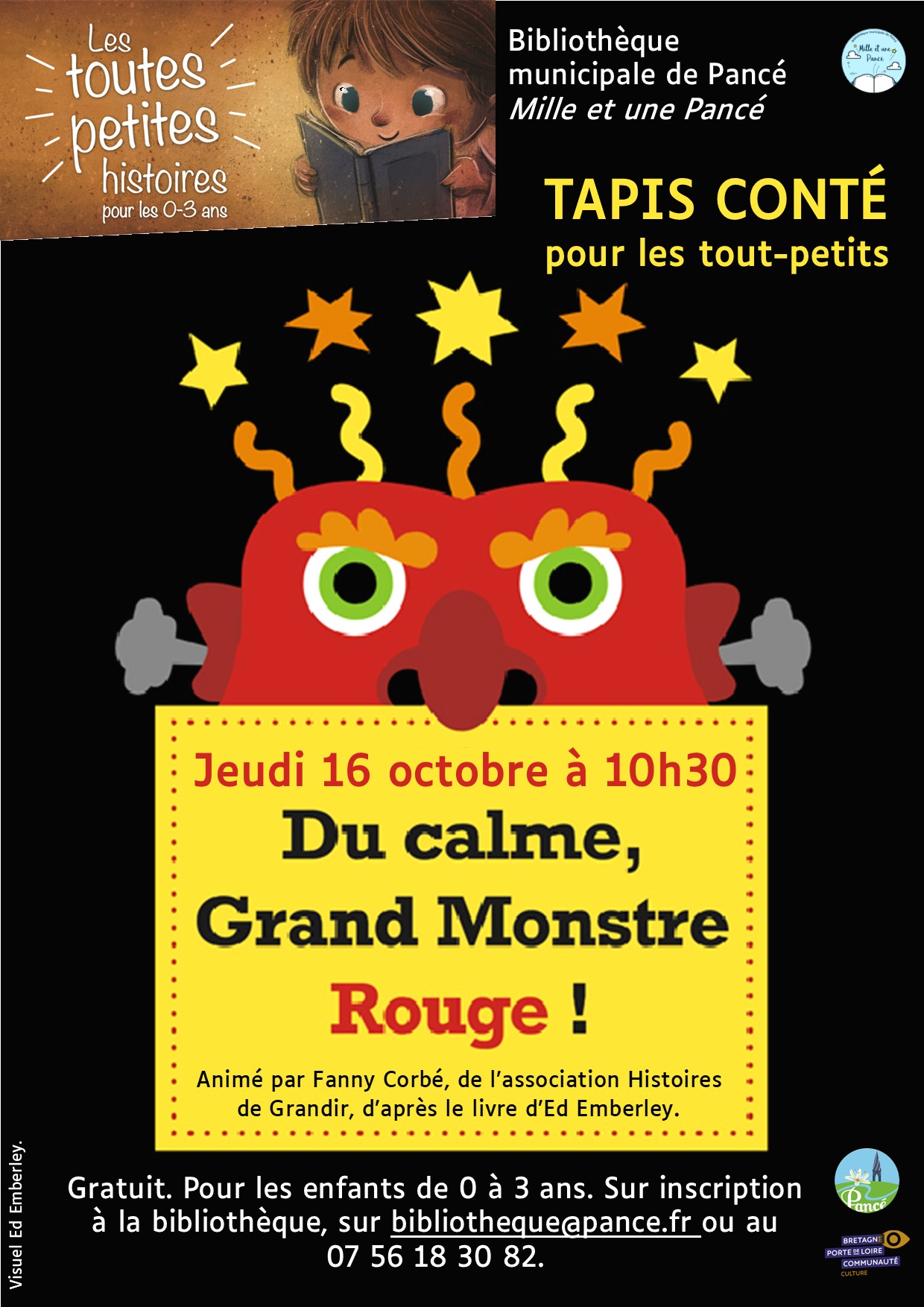 Tapis conté pour les tout-petits : "Du calme, grand monstre rouge !"