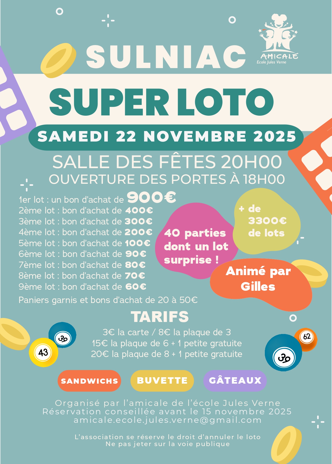 Super loto animé par gilles, 1er lot 900 €