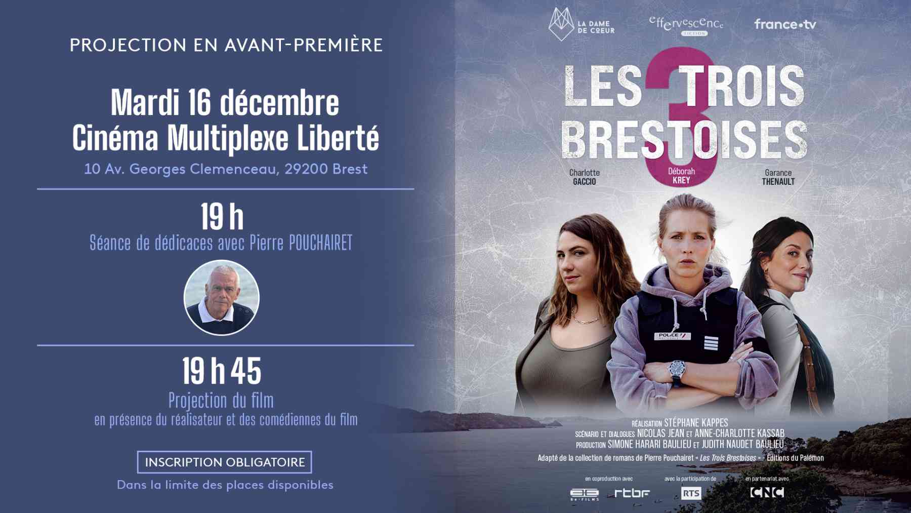 LES TROIS BRESTOISES | Dédicaces de l'auteur Pierre Pouchairet suivie d'une projection évènement de l'adaptation