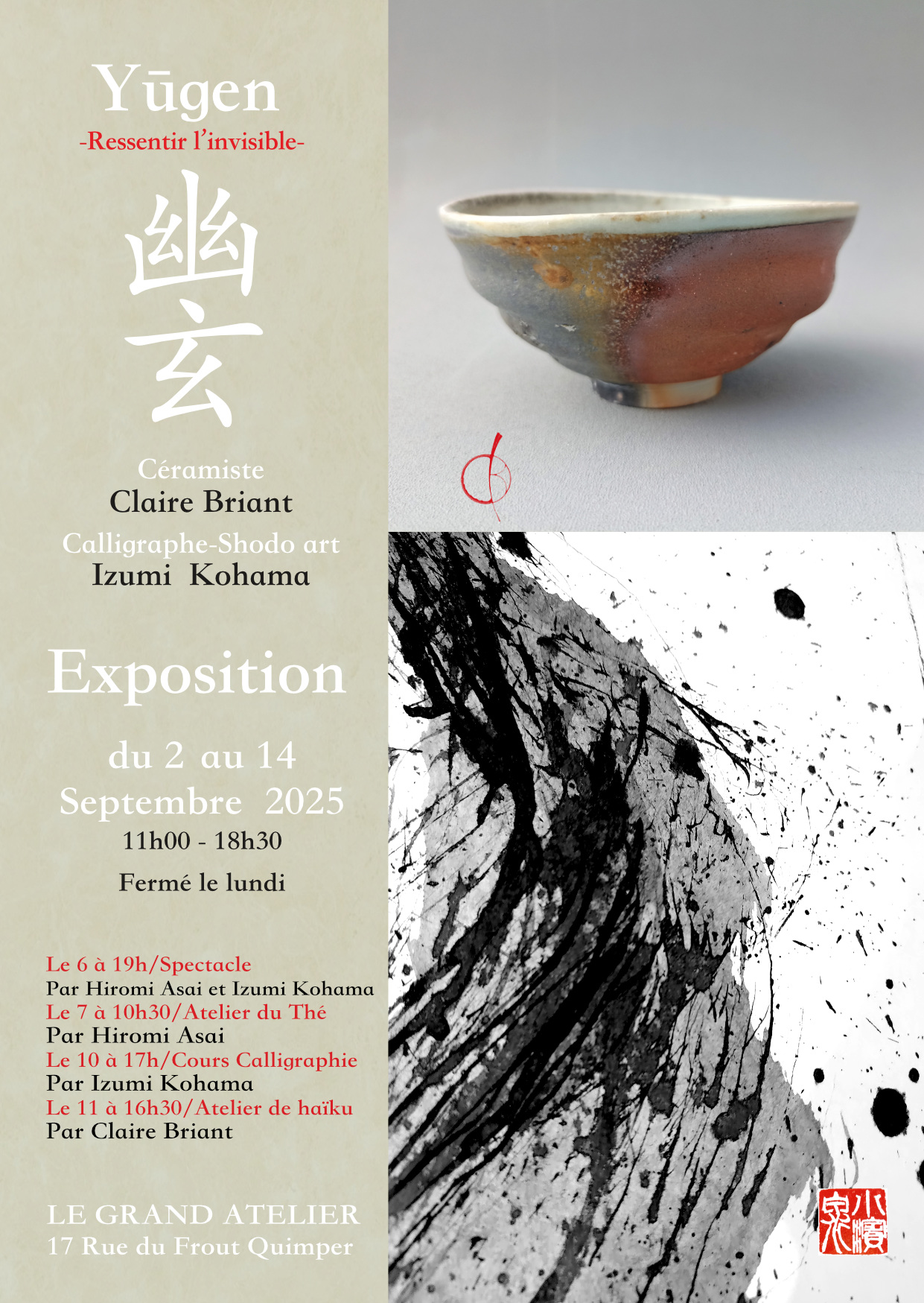 Duo Expo «Yūgen- Ressentir l’invisible- » calligraphie japonaise et ceramiques